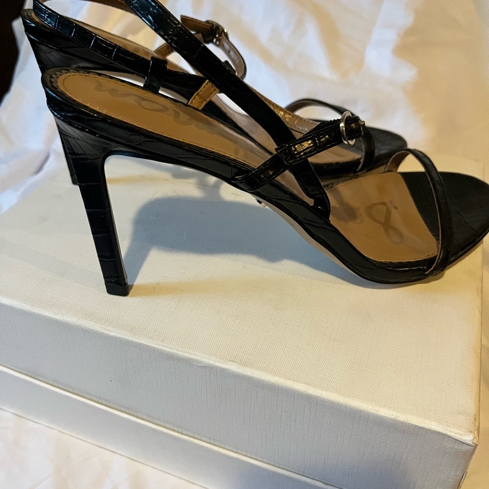 Sam Edelman Black Stiletto Heels with Ankle Strap